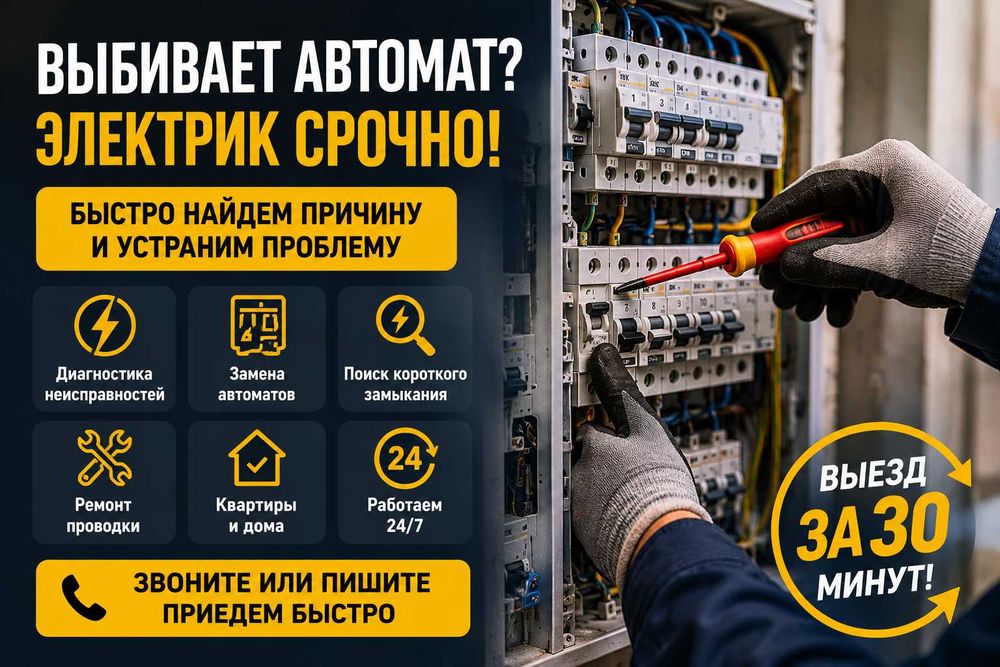 Электрик Срочно / выезд за 30 минут.  Гарантия на работу