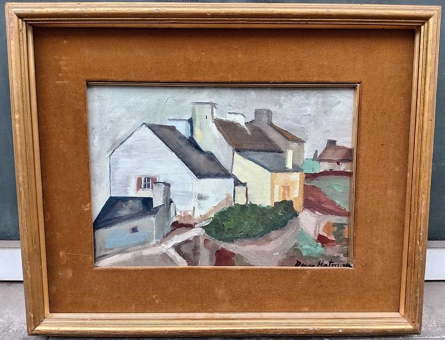 Tablou vechi - peisaj din Franta1 - semnat Dan Hatmanu