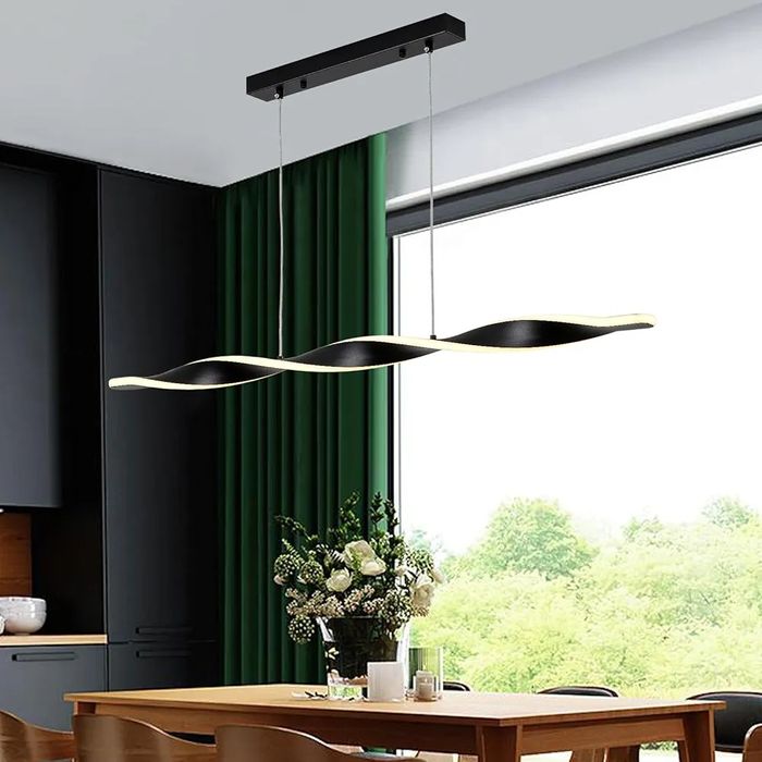 Черна спираловидна Висяща лампа за трапезна маса с димируема светлина,