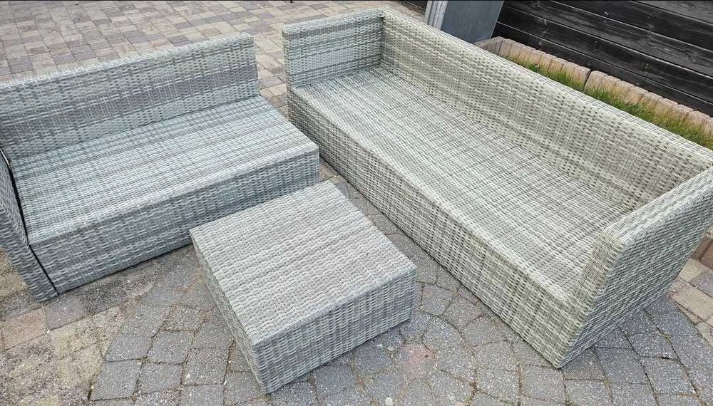 Ратанов градински комплект с възглавници