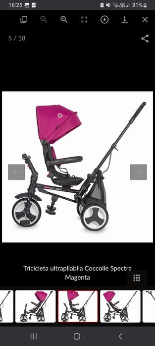 Tricicleta ultrapliabila Coccolle Spectra Magenta