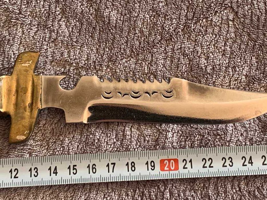 Красив кован български ловен нож с рогова дръжка-2