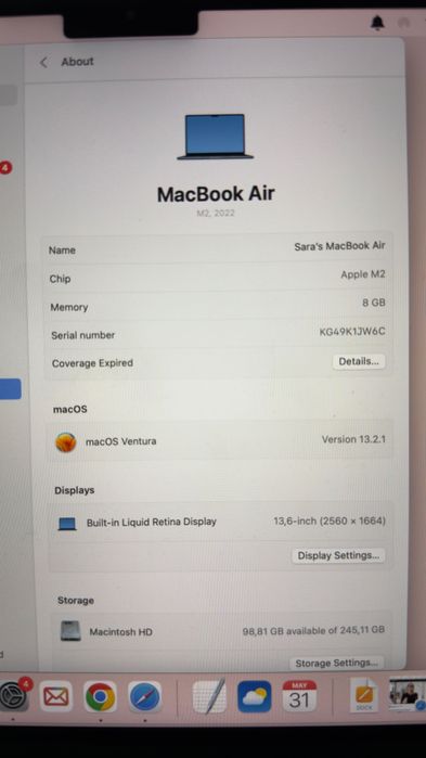 MacBook Air M2 (2022) 8 ГБ