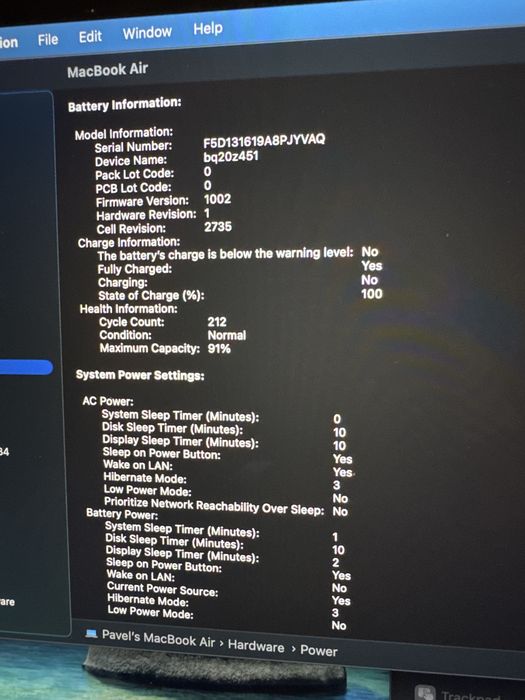 Macbook air M1 256gn 16gb ram