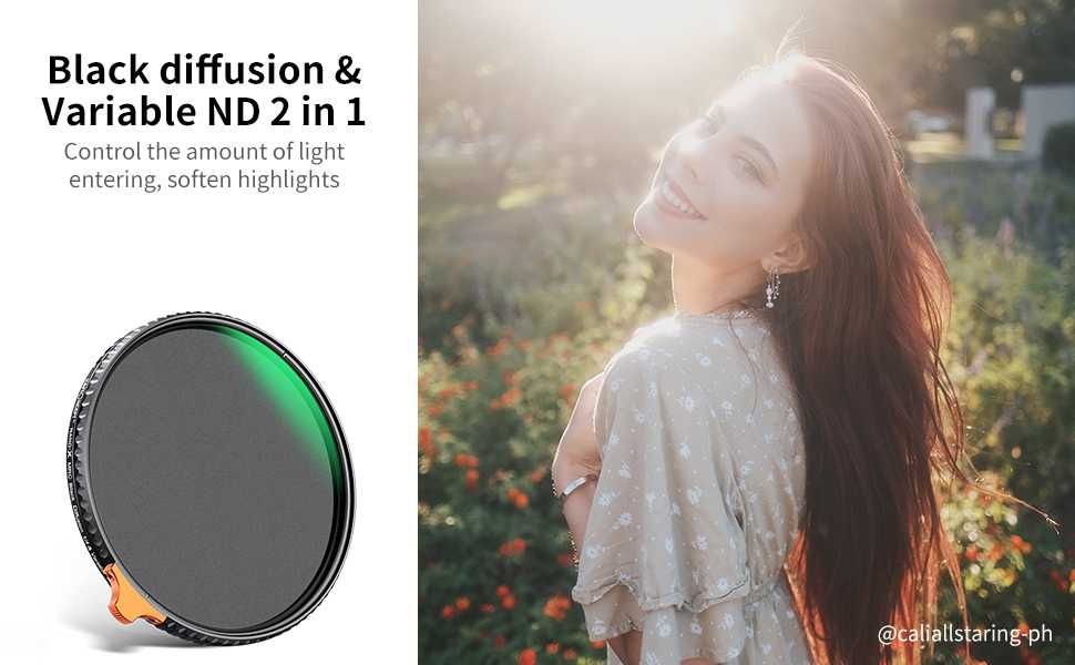 K&F Concept 2 в 1 Black Mist 1/4 + ND2-32 регулируем филтър