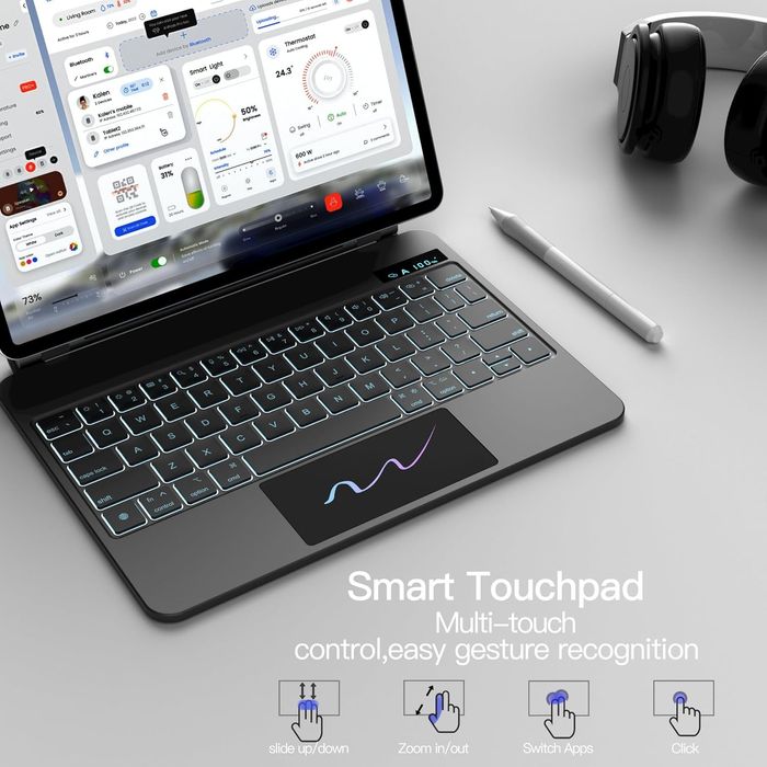 Калъф с магнитна клавиатура за iPad Air 11" 2024 M2, iPad Pro 11"