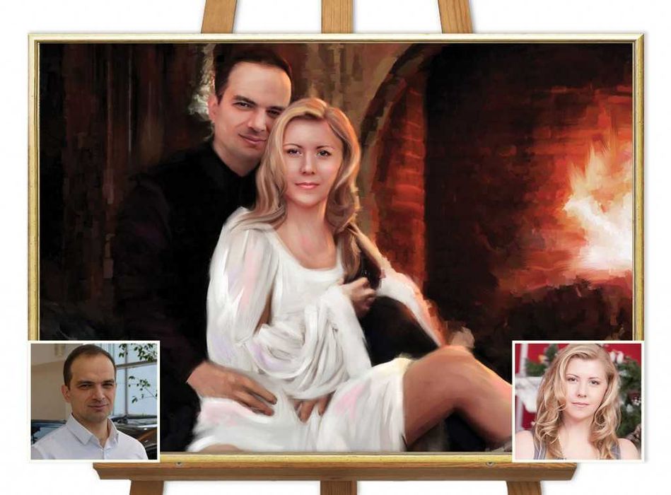 Cadoul ideal,portret pictat original dupa fotografie