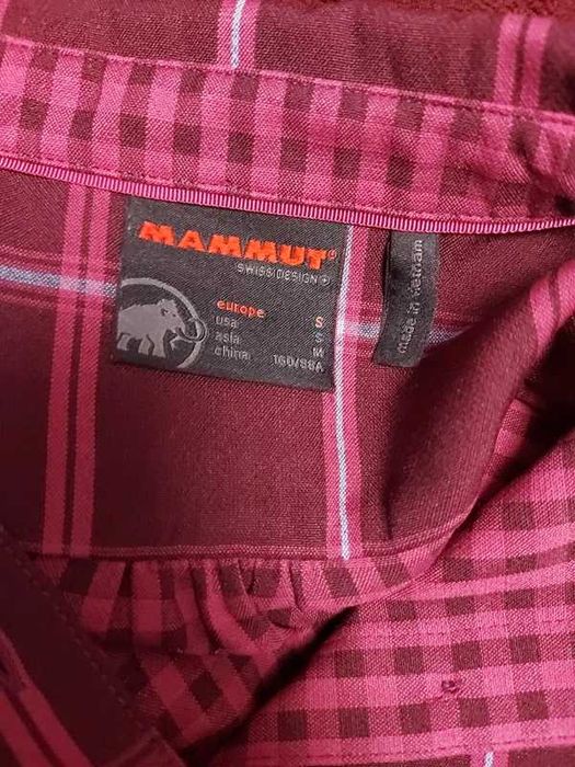 Cămașă Mammut, mărime S, vișiniu, carouri, material tehnic, regular fit
