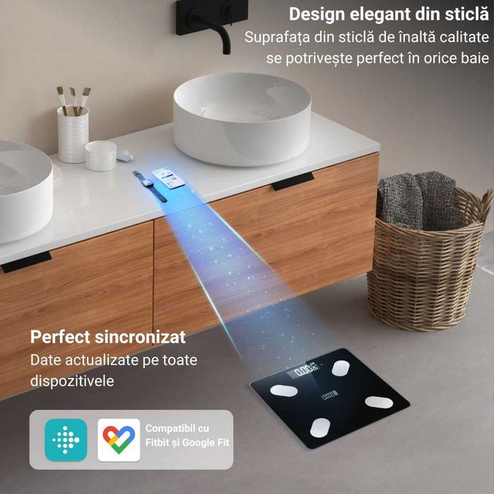 CANTAR INTELIGENT cu APLICATIE, Masoara Grasime, IMC, Masa Musculara