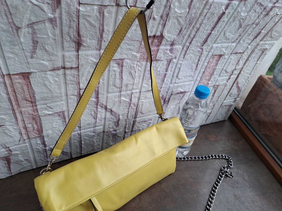 дамска чанта,Gianni Chiarini,жълта малка чантичка-естествена кожа