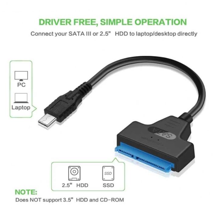 Cablu adaptor USB-C la SATA 22 pini (7+15 pini) SSD si HDD