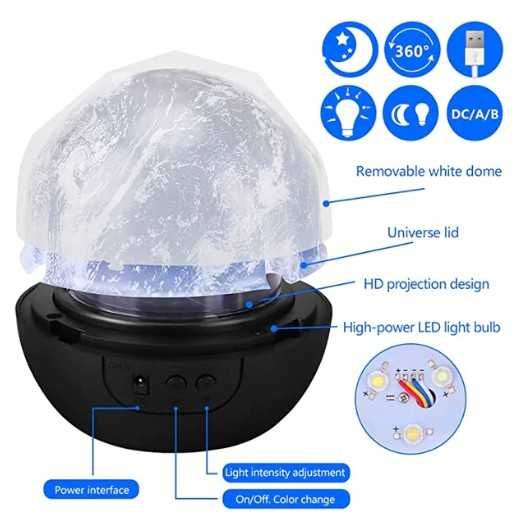 Lampa de veghe rotativa cu proiectie constelatii