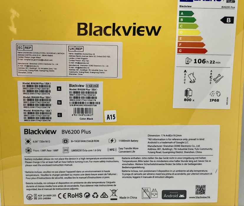 Smartphone Blackview BV6200 Plus 24/256gb