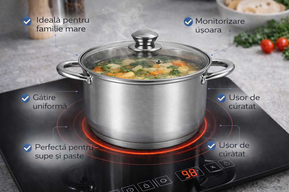 Oala inox Swiss Z Line 24 cm cu capac