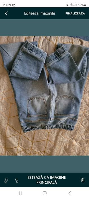 Pantaloni copii varsta 11-12 ani, culoarea albastru șters.