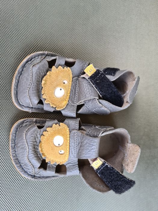 Sandale barefoot copii Tikki, piele naturala, gri, marimea 19