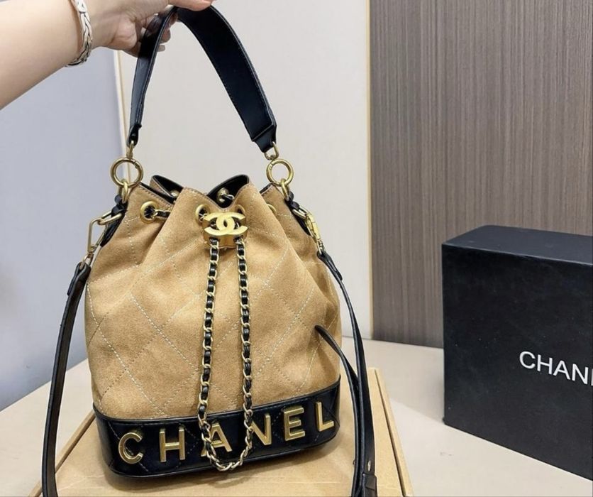 Geantă Designer, bej cu negru, nouă