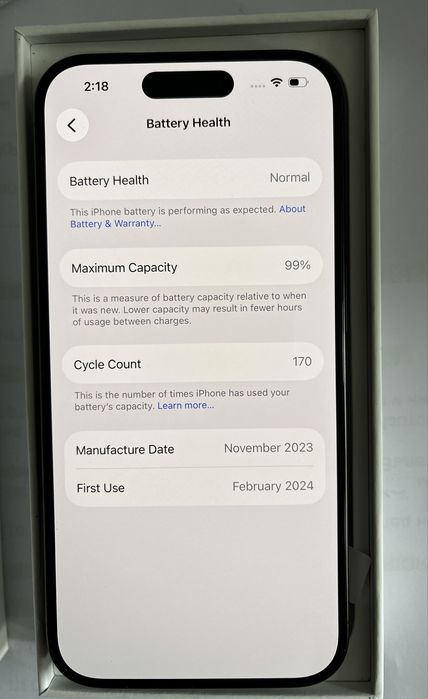 iPhone 15 pro 256 GB 99% батерия