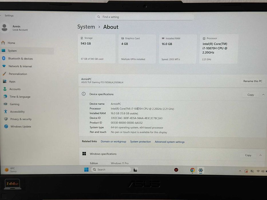 Laptop Gaming - ASUS TUF Gaming F15
