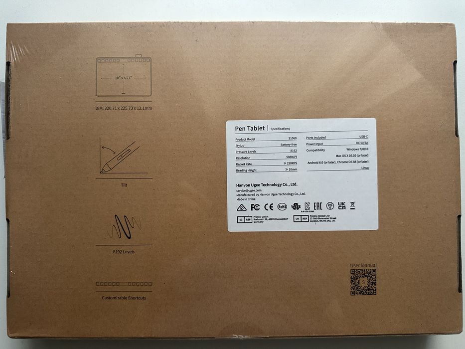 Tableta grafica UGEE S1060 - Compatibila Windows, Mac, Android, Linux