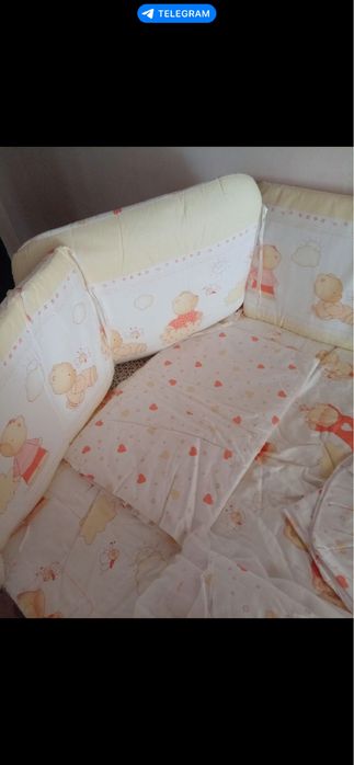 Комплект детского белья,балдахина и подушки с бортиками “Ева” Perina