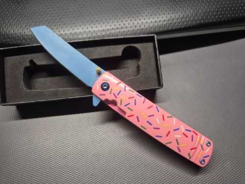 Briceag cutit pliabil premium Roz Donut Sparkles, maner aluminiu