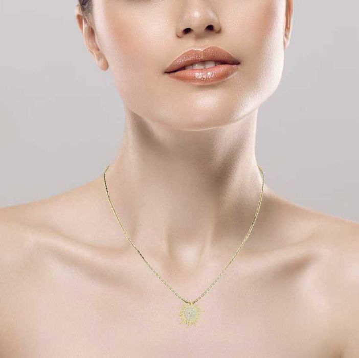 % Lantisor / Colier AUR 18K cu DIAMANTE naturale GLAMIRA - NOU