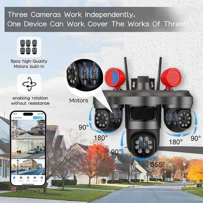 Външна Охранителна Камера 360 Wifi или 4g 15MP със сирена и светлини