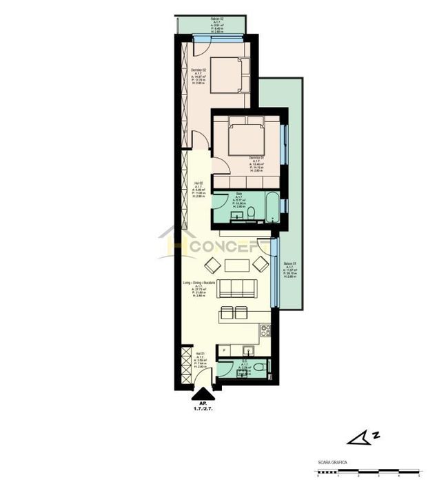 Stradal, apartament cu 3 camere, blv. Pipera, parcare subteran