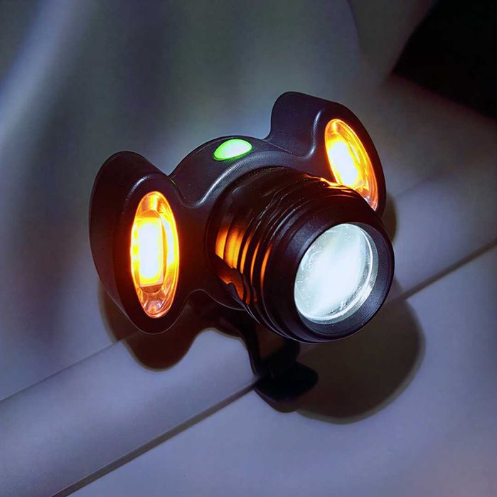 LED светлина за велосипед, Фар с три светлини, Ръчен фокус, 600Lumens