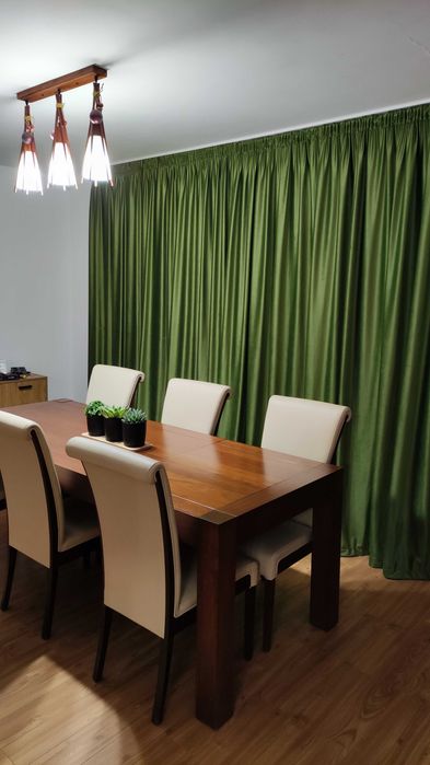 Masa extensibila Lems Legano Wenge cu scaune din piele ecologica 140-200 x 90 x 78 cm pentru sufragerie - living - stare foarte buna