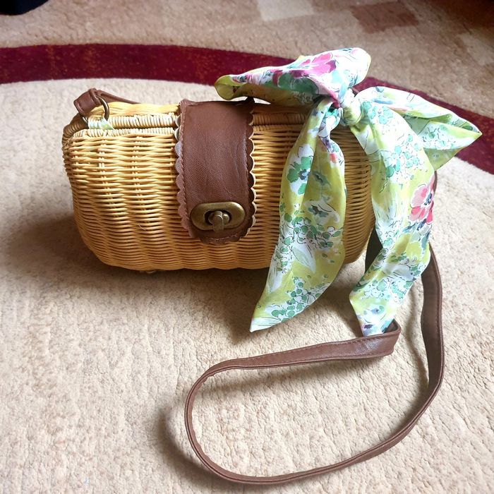 Geanta impletita de vara rafie/textil