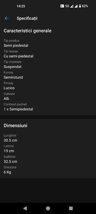 SemiPiedestal Cersanit lavoar baie