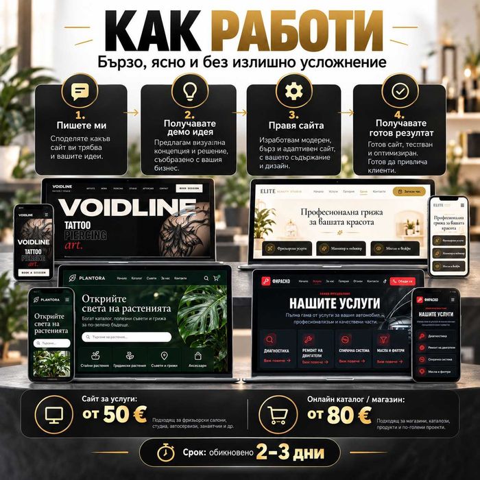 Модерен сайт за Вашия бизнес от 50 евро | готов до 3 дни