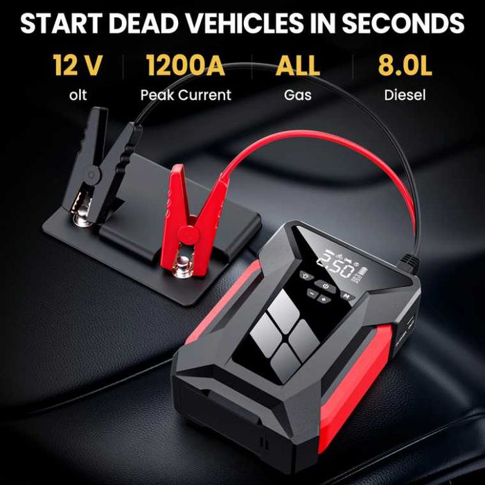 Starter / Robot Auto Pornire Masina 4 in 1 28000 mAh / Compresor AER