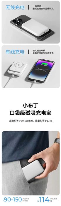 Wiwu P037 Ультра Тонкий 5000mAh PD-20W Power Bank iPhone 16