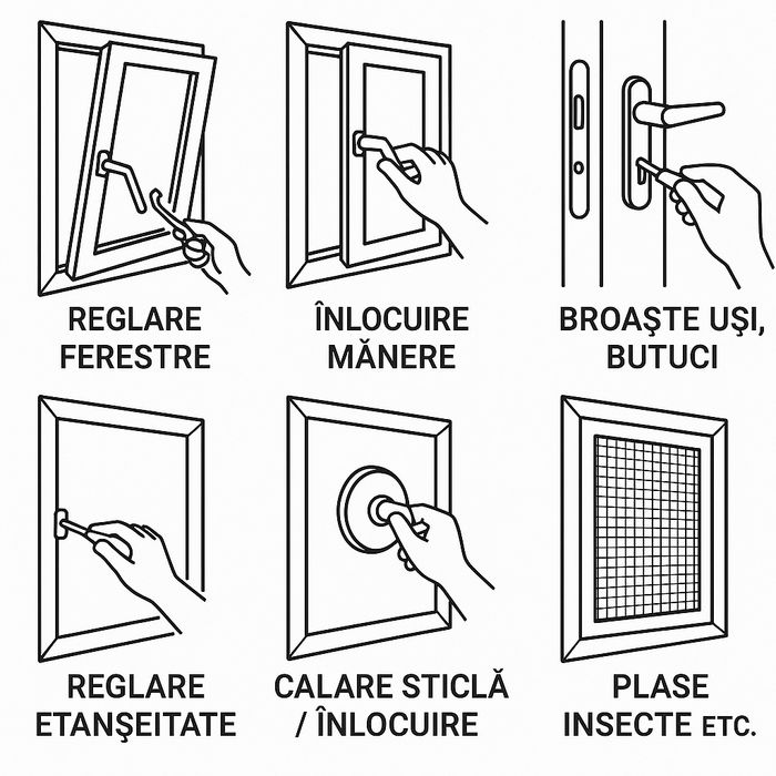 Reparații Uși & Ferestre PVC | Reglaje | Feronerie | Montaj