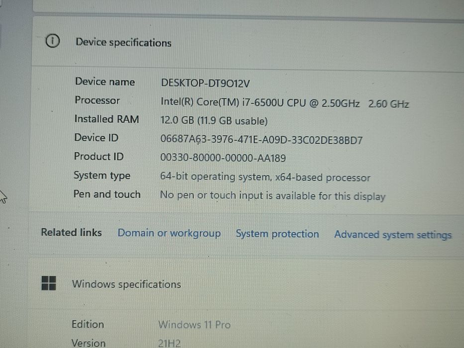 Laptop HP 250 G5 - i7-6500u/ 12gb DDR4/ 1Tb NVME/ Baterie NOUA