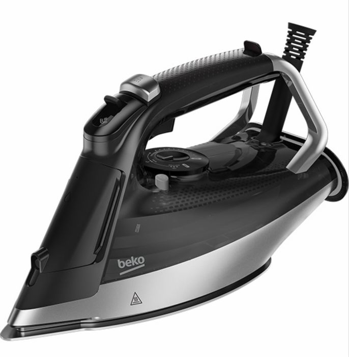 Fier de calcat BEKO Future Iron SIM5124A, 2400W, 230g/min, 350ml, talpa Soft Glide, negru-argintiu