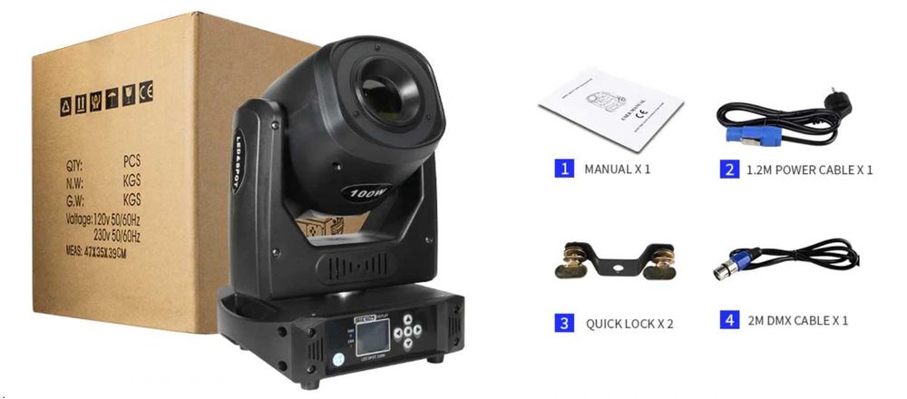 Movinghead Spot LED 100W 6 Prisme (7R, 5R, Beam, DJ)