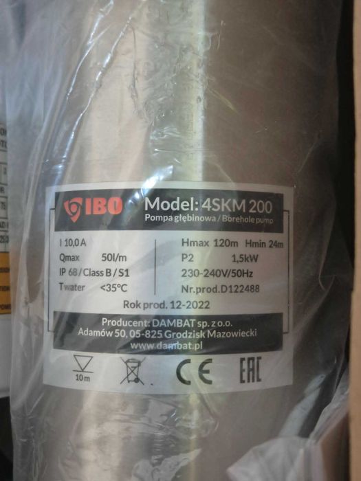 Pompa submersibila IBO 4SKM 200 Hmax 120m Hmin 24m 50l/min