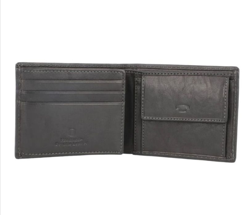 Vând portofel bărbați, din piele naturala, negru, 10 cm