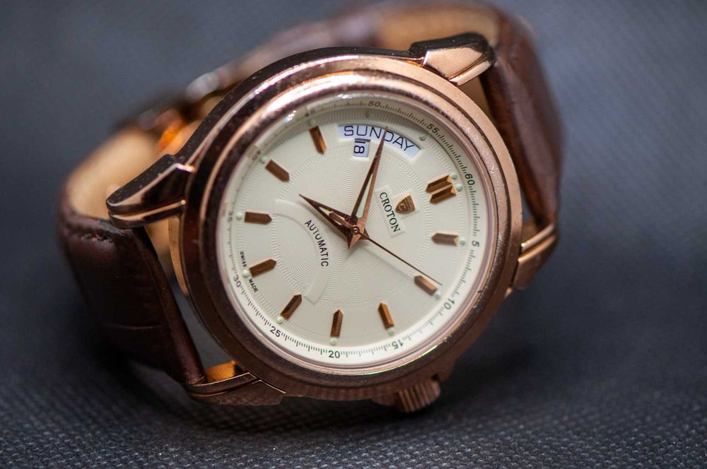 Швейцарски автоматичен мъжки часовник - Ден/Дата - Croton Automatic Limited Edition 44/1000