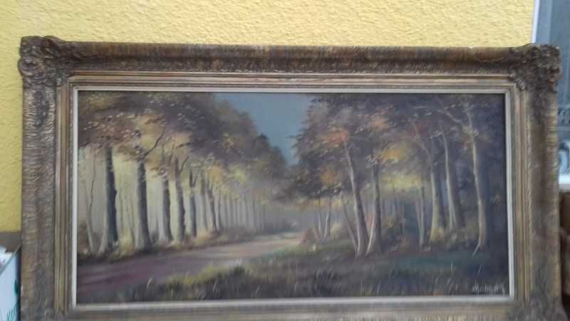 Tablou mare pictura pe panza semnat an 1951