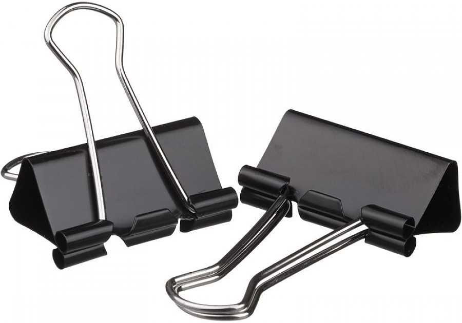 Зажим для бумаг, ширина 32 мм (скрепляет до 140 листов), цвет черный