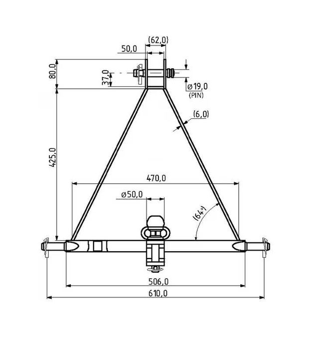 Bara tractare in 3 puncte pentru tractorase japoneze