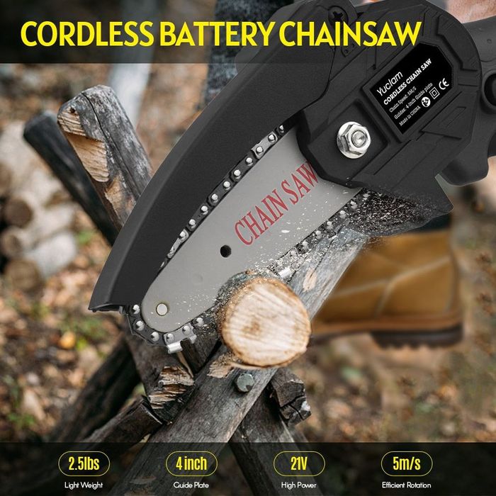 Мини-портативная бензопила, ручная аккумуляторная.