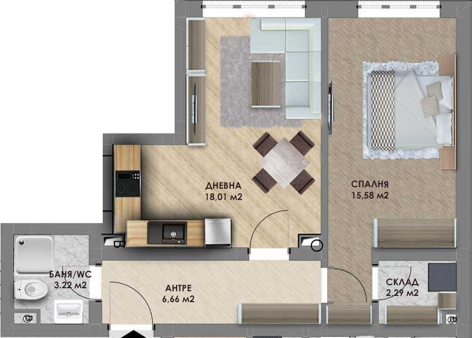 Продава се Двустаен апартамент в Пловдив, Христо Смирненски - 63 кв.м за 920 €/кв.м - Снимка #1