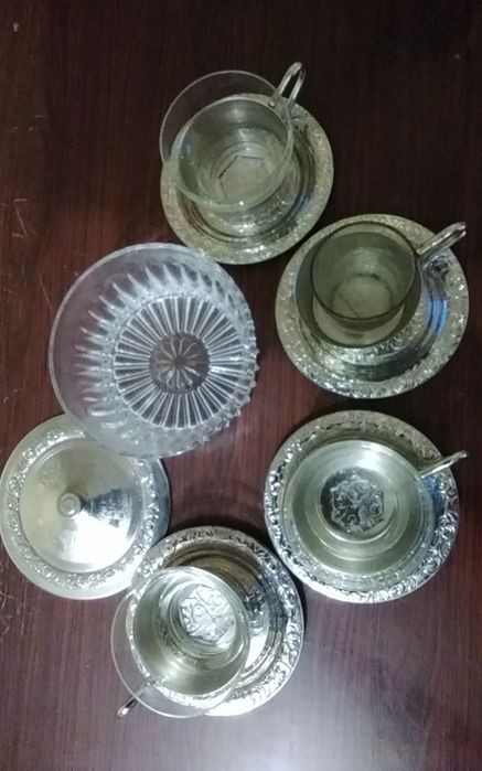 Набор  для  чая  или  кофе  стекло  и металл.с