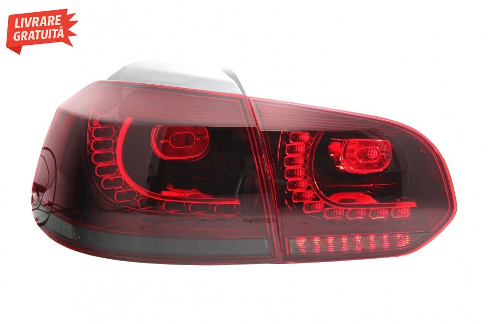 Stopuri Full LED VW Golf 6 VI (2008-2013) R20 Design Rosu Fumuriu cu S